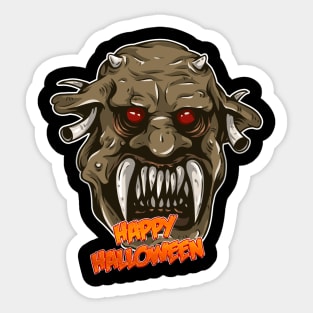 Happy Halloween Monster Face Sticker